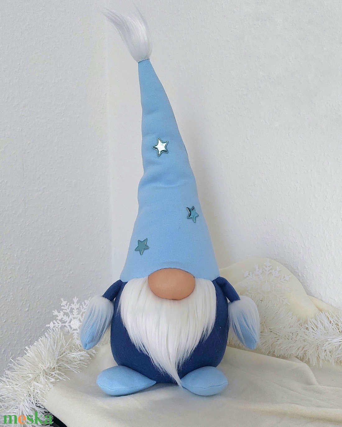 Kék csillagos manó - karácsony - karácsonyi lakásdekoráció - karácsonyi manók, figurák - Meska.hu