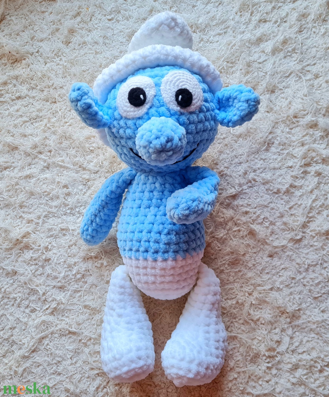 Horgolt zsenília hupikék törpike  - játék & sport - plüssállat & játékfigura - plüss mesefigurák - Meska.hu