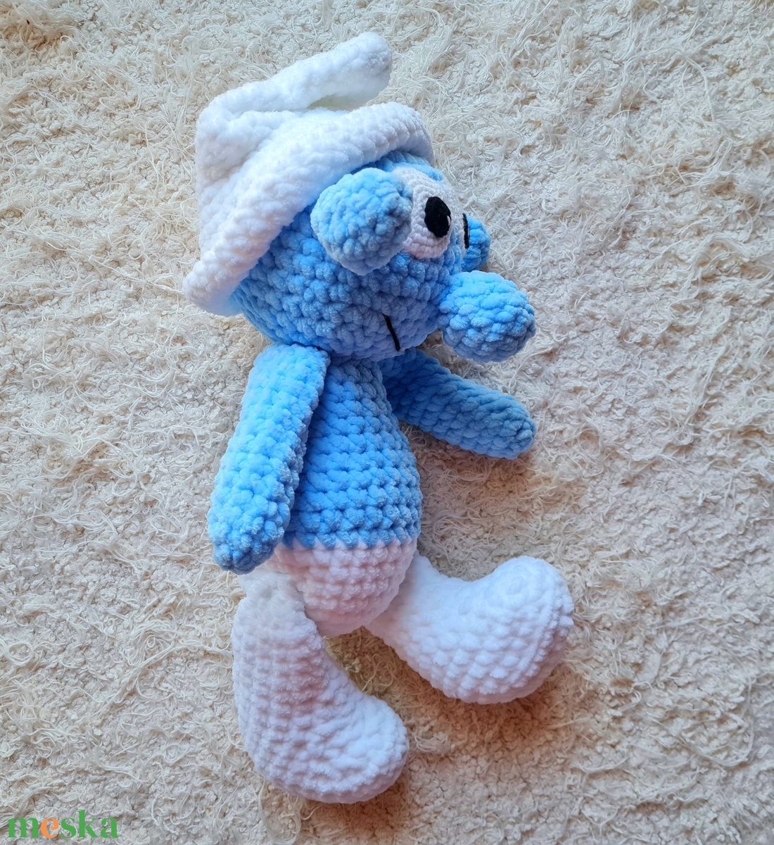 Horgolt zsenília hupikék törpike  - játék & sport - plüssállat & játékfigura - plüss mesefigurák - Meska.hu