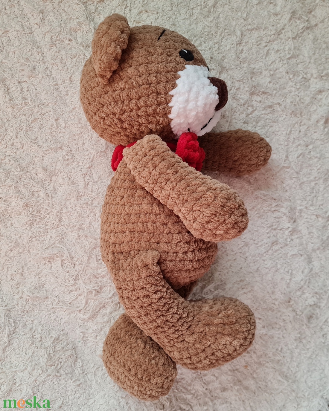 Horgolt zsenília barna macika  - játék & sport - plüssállat & játékfigura - maci - Meska.hu