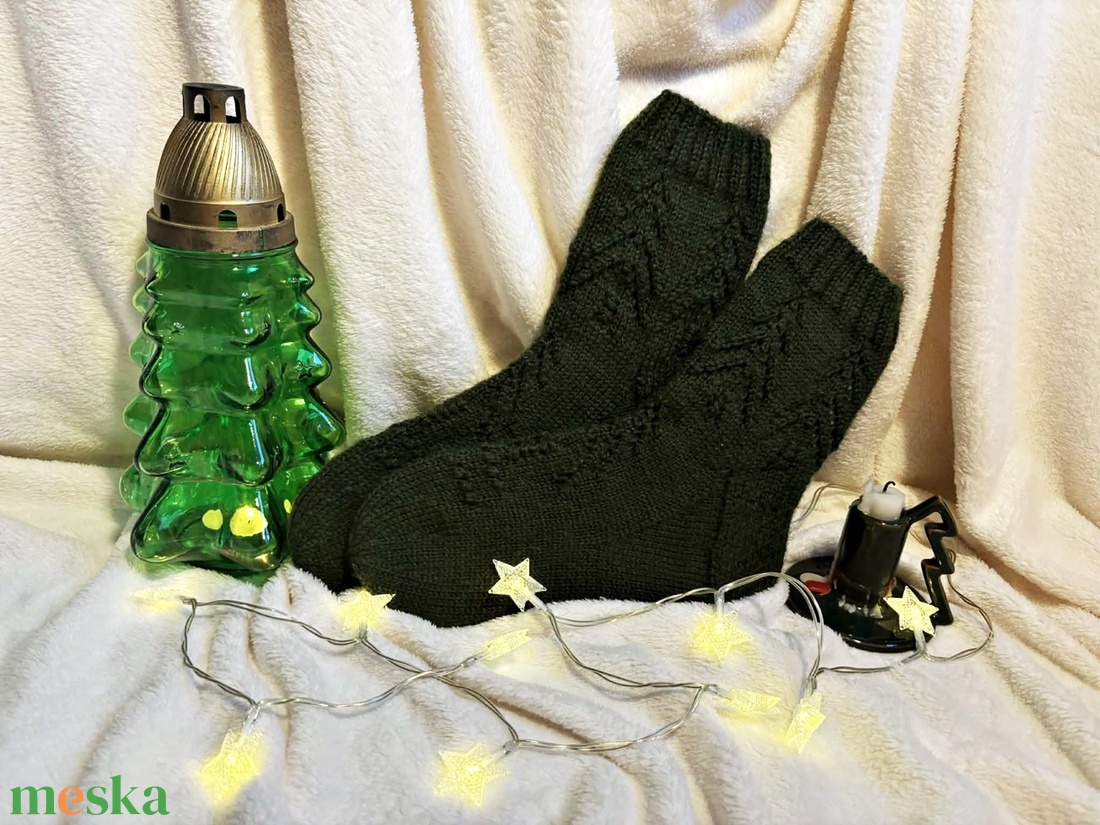 Handmade 100% Gyapjú női zokni Fenyő. 39 Méret. - karácsony - mikulás - mikulás csizma és zokni - Meska.hu