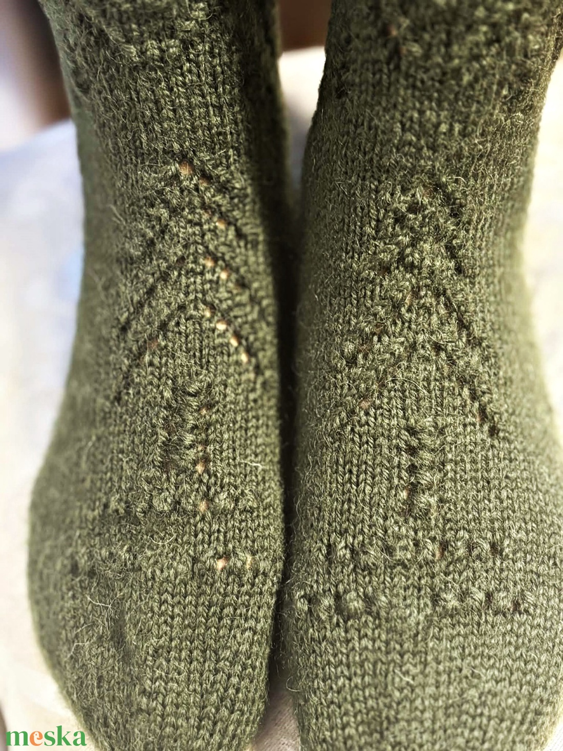 Handmade 100% Gyapjú női zokni Fenyő. 39 Méret. - karácsony - mikulás - mikulás csizma és zokni - Meska.hu