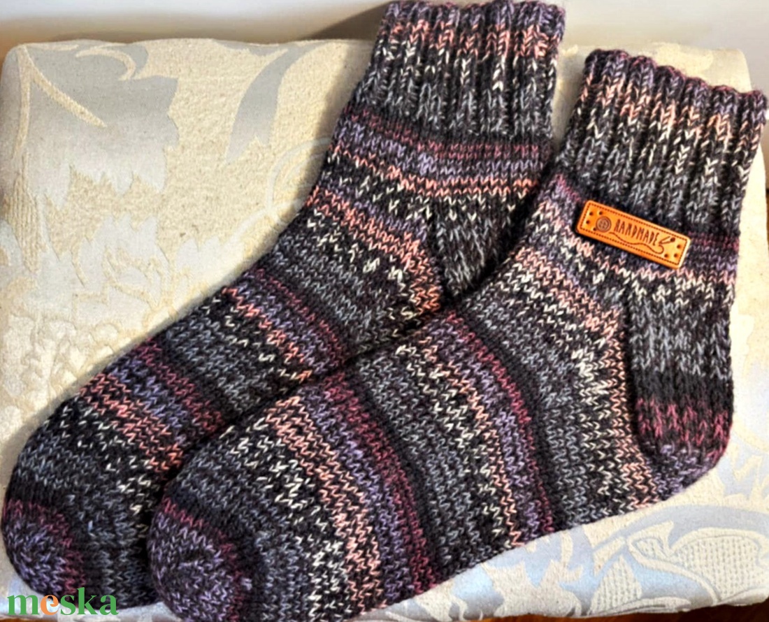 Handmade uniszex Gyapjú zokni. 40 Méret. - ruha & divat - cipő & papucs - zokni - Meska.hu