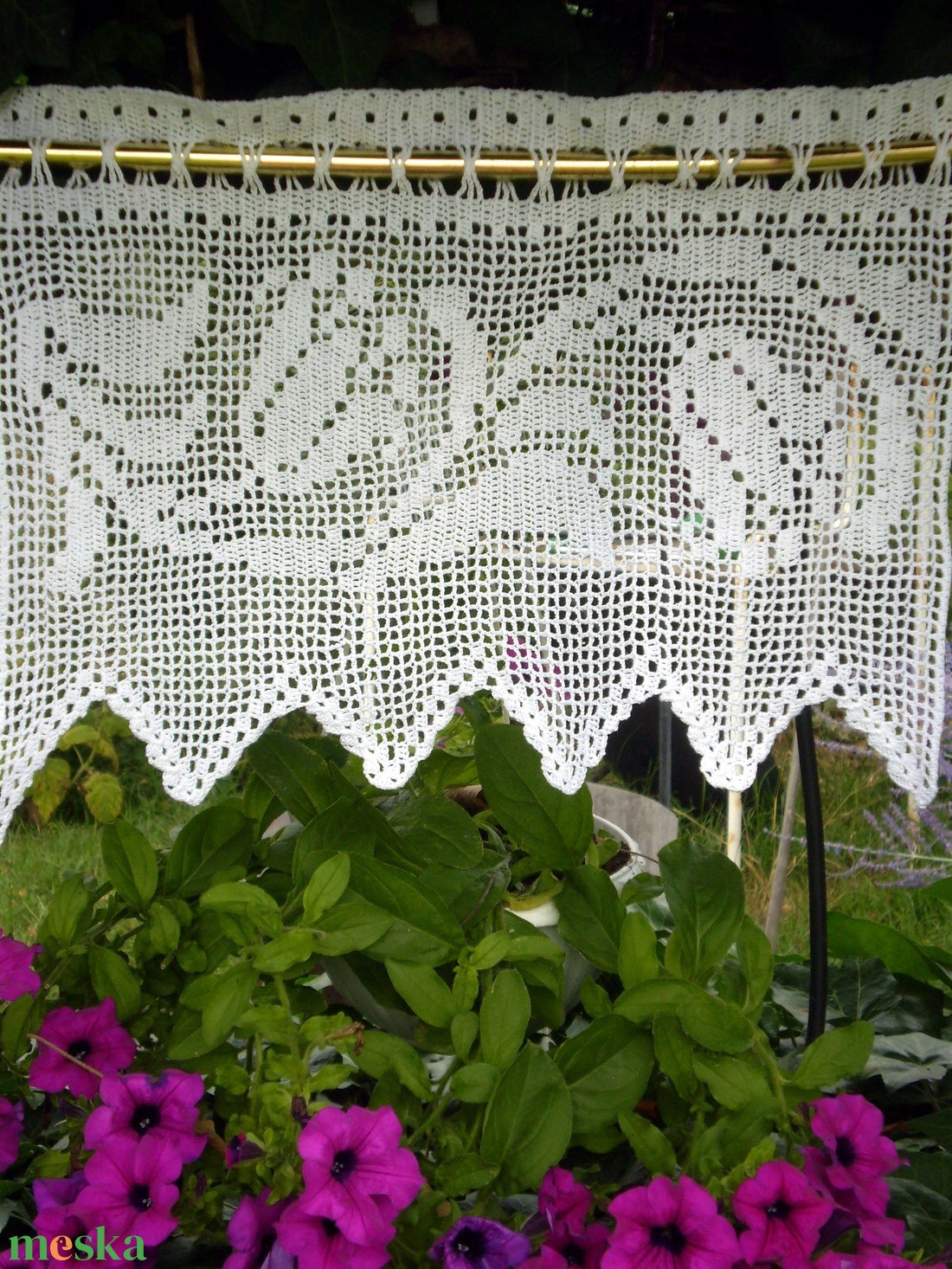 Lebegő tulipánok-Horgolt vitrázs,fehér függöny - otthon & életmód - lakástextil - függöny és kiegészítő - vitrázs függöny - Meska.hu