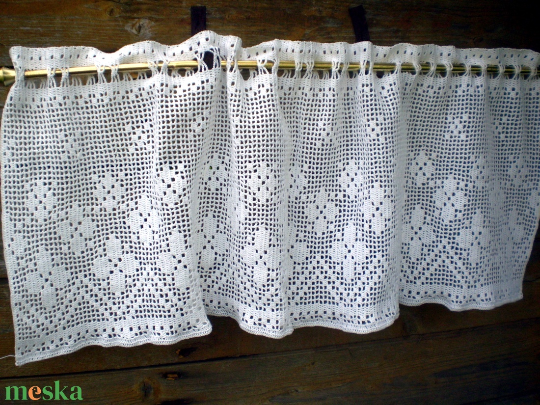 Francia vidéki romantika.- horgolt fehér csipke függöny - otthon & életmód - lakástextil - függöny és kiegészítő - függöny - Meska.hu