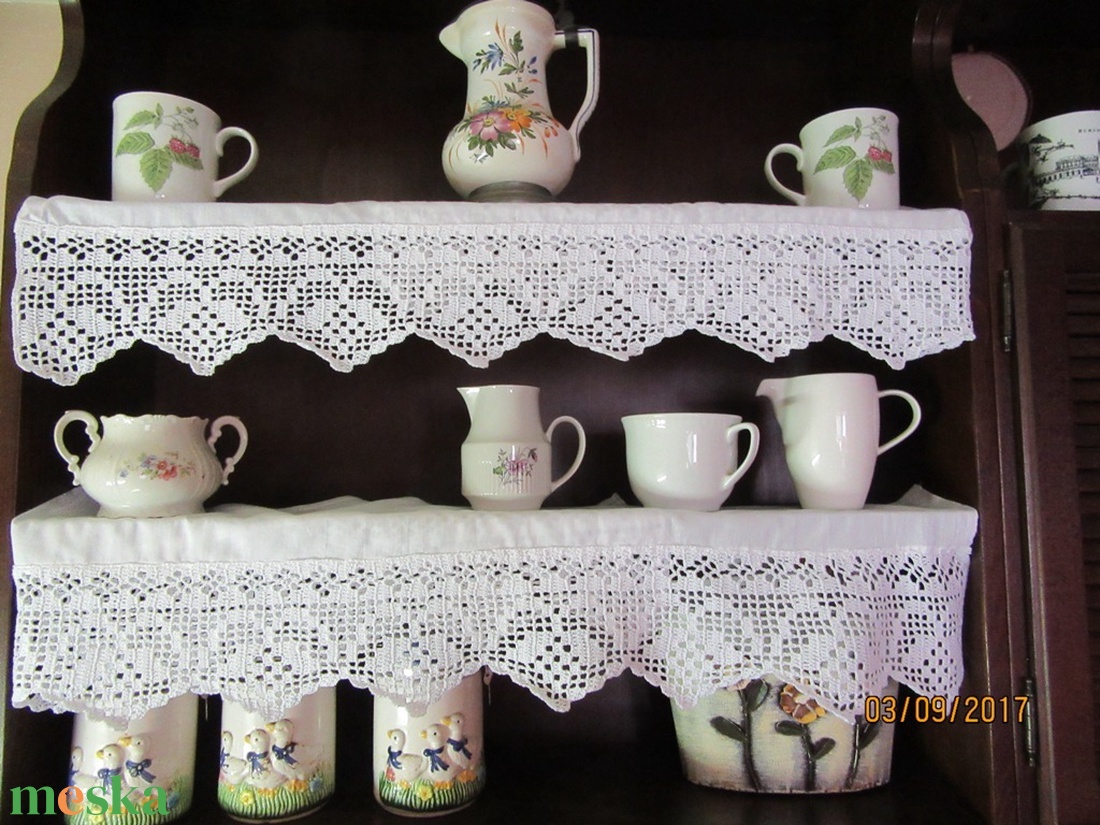 Angol elegancia 2-Horgolt polc-csík - otthon & életmód - konyhafelszerelés, tálalás - konyhai dekoráció - konyhai dísz - Meska.hu