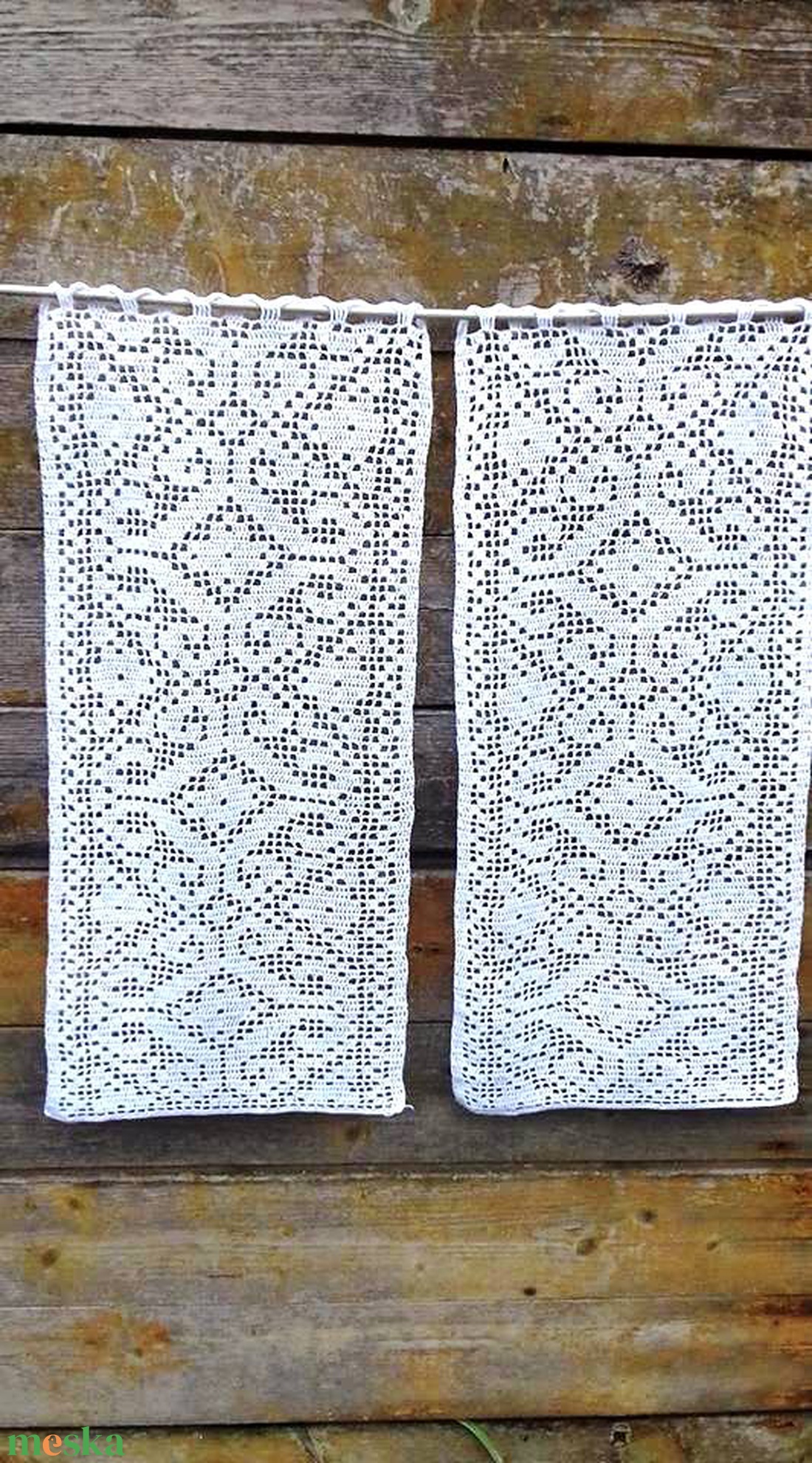 Rusztikus vonzalom- Fehér,rusztikus mintás,horgolt csipke függöny - otthon & életmód - lakástextil - függöny és kiegészítő - függöny - Meska.hu