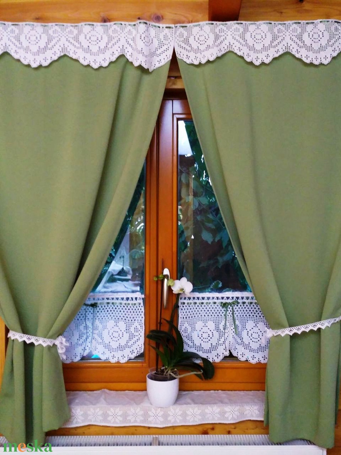 Százszorszép masnis kis virágok-Fehér horgolt,virágos vitrázs kis függöny - otthon & lakás - lakástextil - függöny és kiegészítő - vitrázs függöny - Meska.hu
