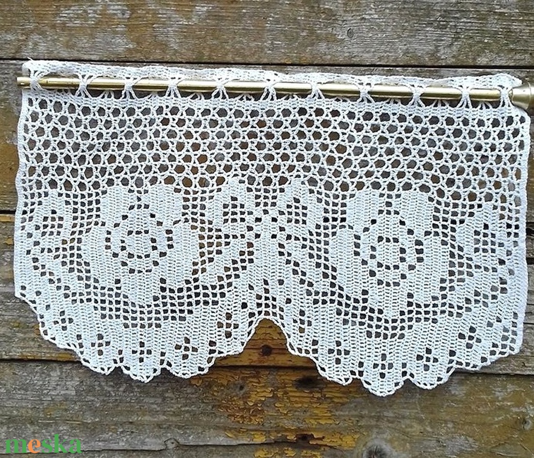 Százszorszép masnis kis virágok-Fehér horgolt,virágos vitrázs kis függöny - otthon & életmód - lakástextil - függöny és kiegészítő - vitrázs függöny - Meska.hu