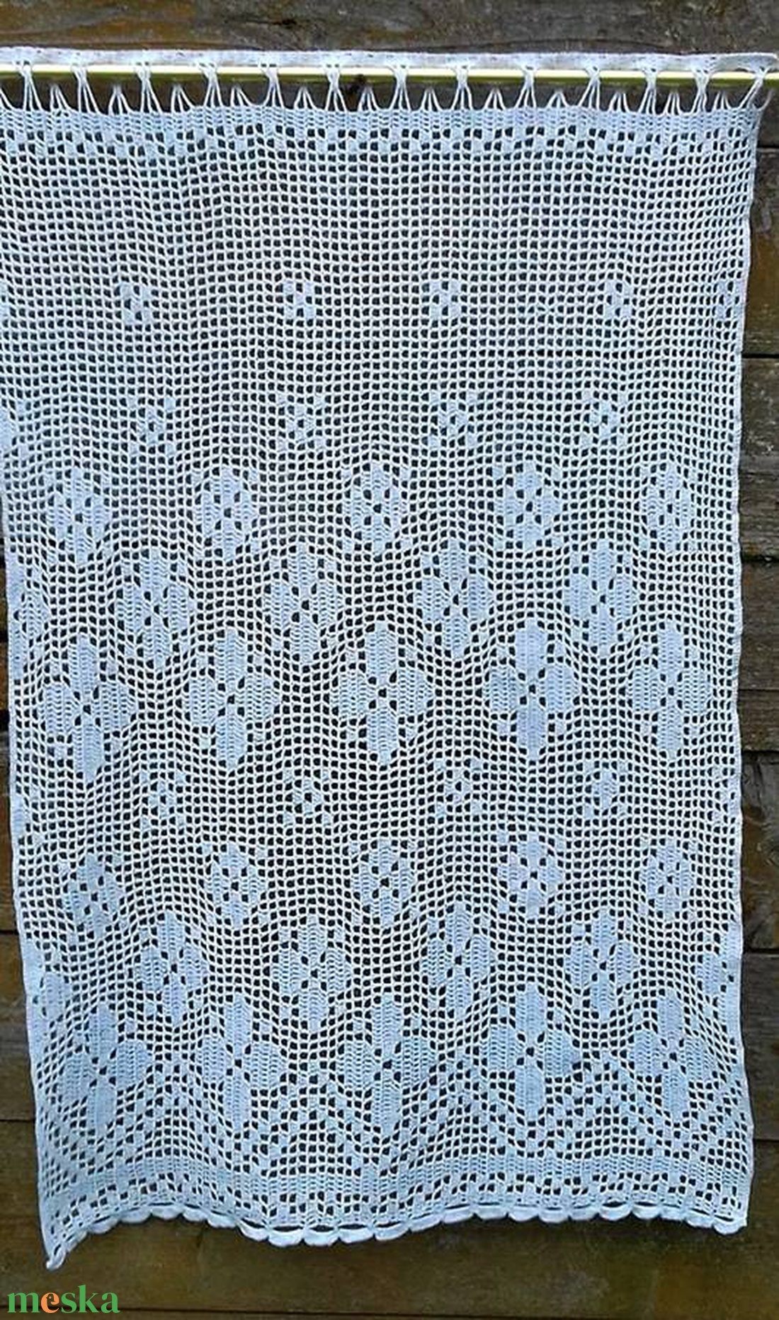 Provance 2.-Horgolt vitrázs,fehér csipke függöny apró hullámokkal - otthon & életmód - lakástextil - függöny és kiegészítő - vitrázs függöny - Meska.hu