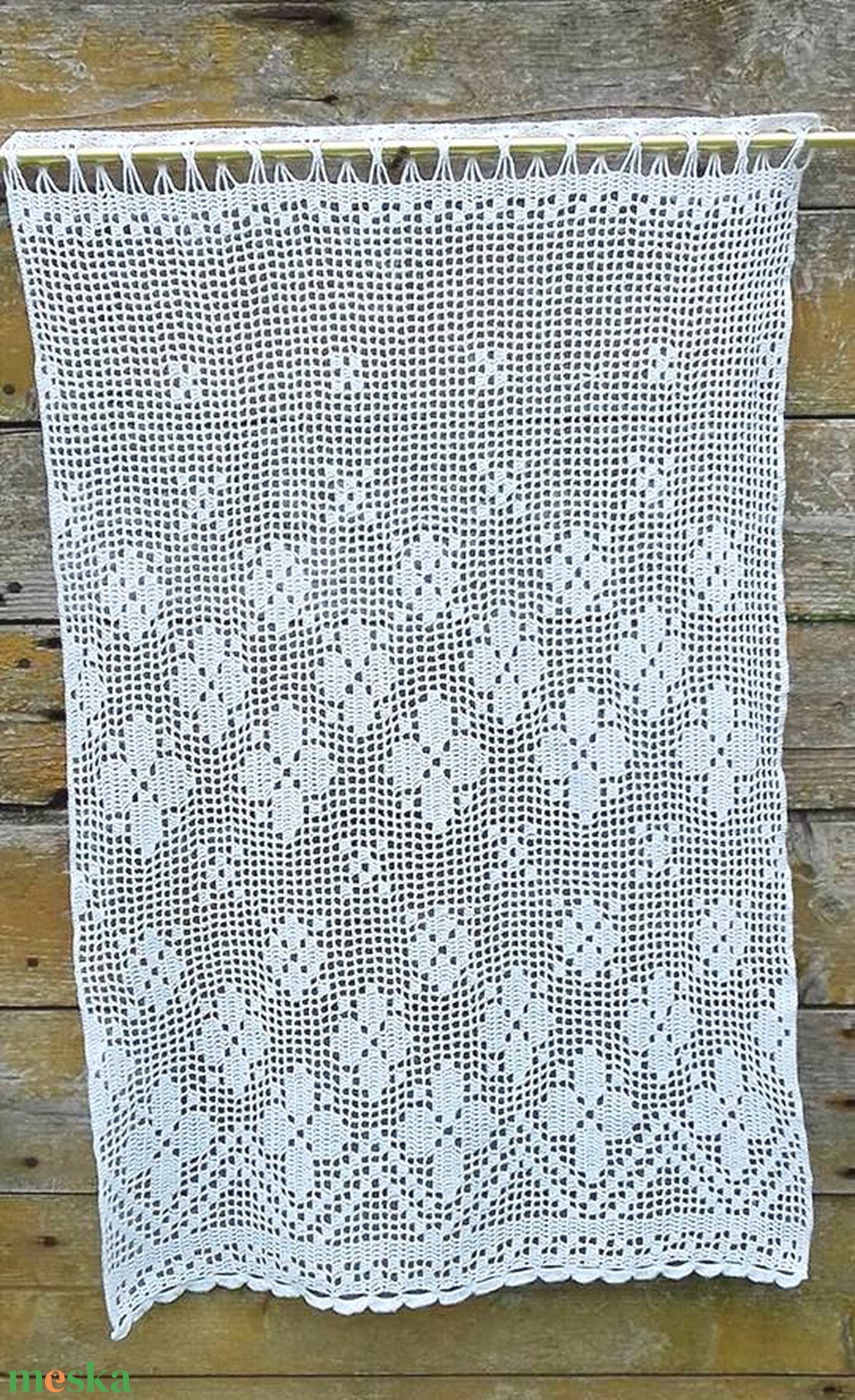 Provance 2.-Horgolt vitrázs,fehér csipke függöny apró hullámokkal - otthon & életmód - lakástextil - függöny és kiegészítő - vitrázs függöny - Meska.hu