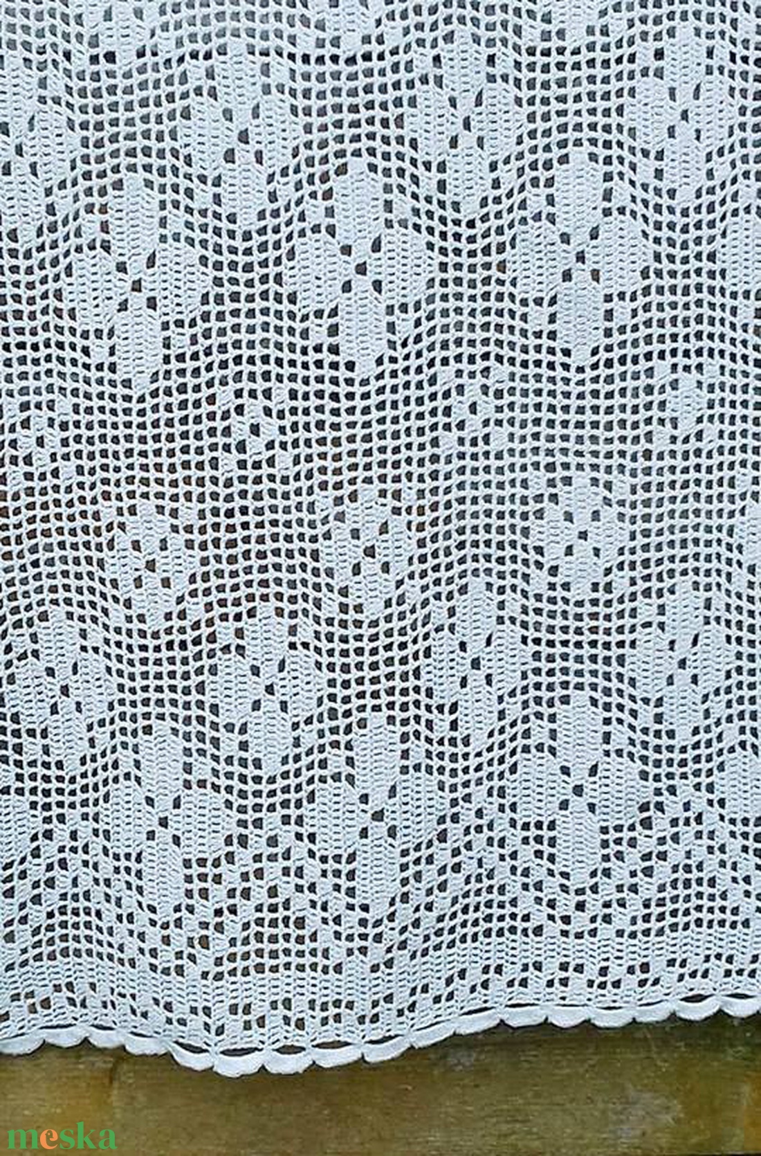 Provance 2.-Horgolt vitrázs,fehér csipke függöny apró hullámokkal - otthon & életmód - lakástextil - függöny és kiegészítő - vitrázs függöny - Meska.hu