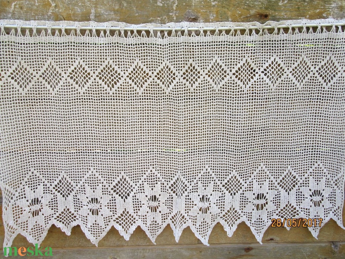 Pókhálós őszi virágok-Antik hatású,len horgolt virágos-absztrak mintás függöny - otthon & életmód - lakástextil - függöny és kiegészítő - Meska.hu