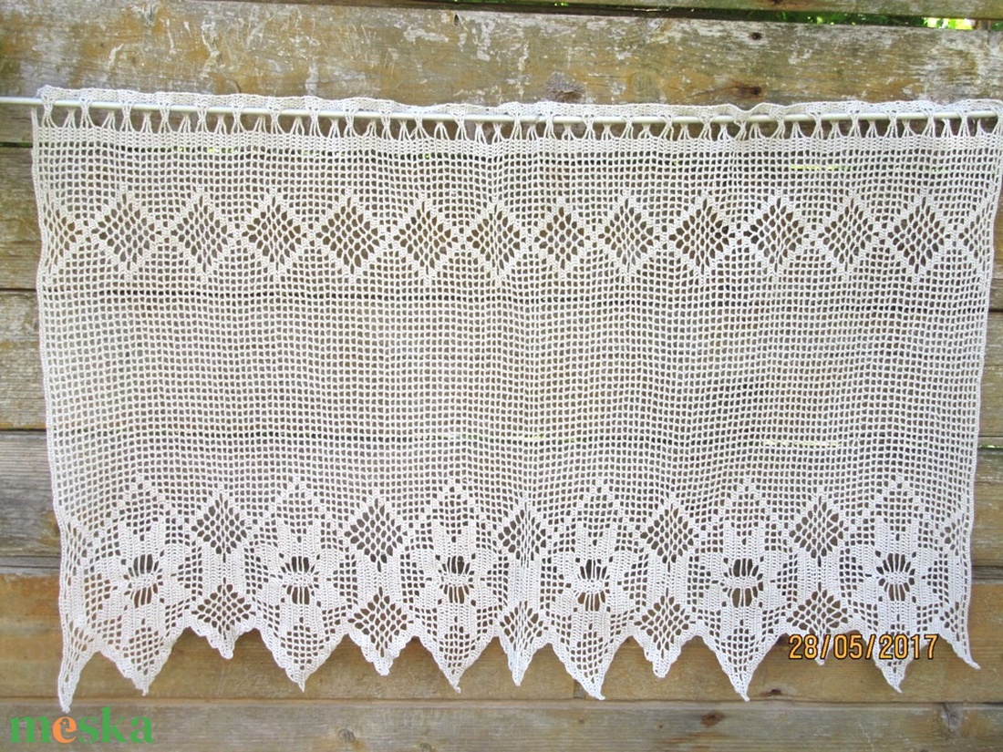 Pókhálós őszi virágok-Antik hatású,len horgolt virágos-absztrak mintás függöny - otthon & életmód - lakástextil - függöny és kiegészítő - Meska.hu