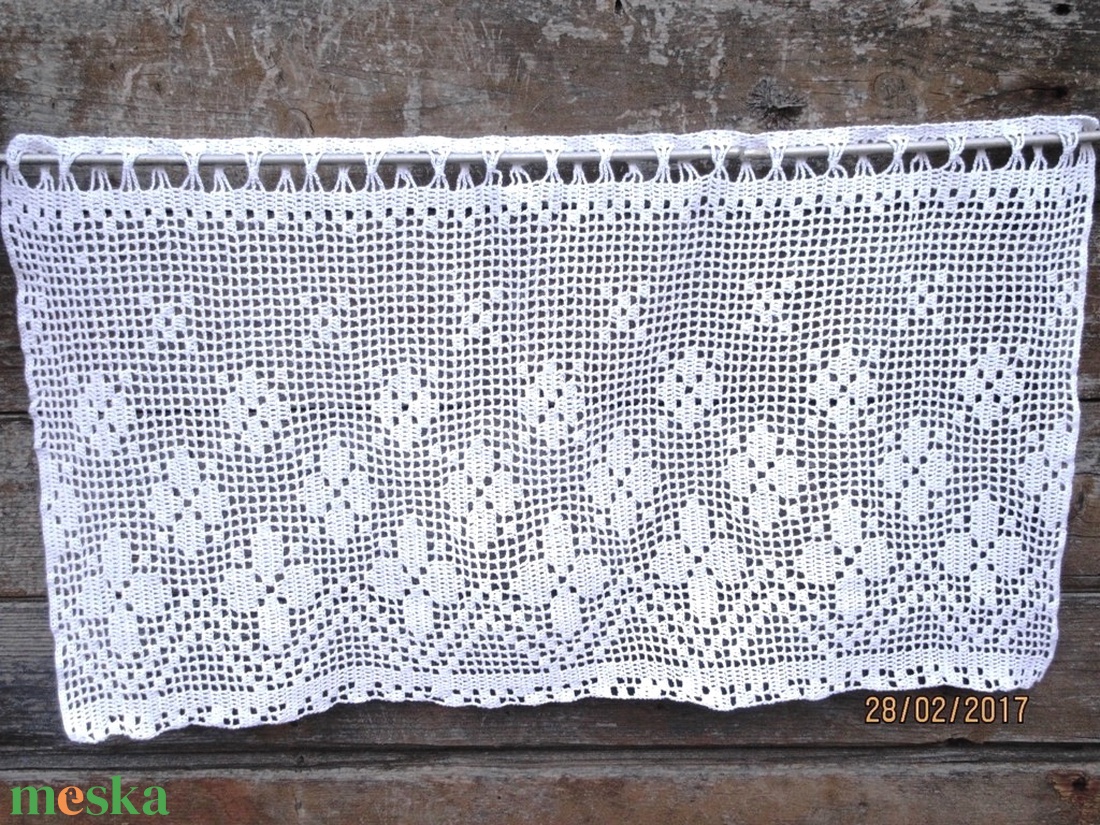 Francia vidéki romantika.- horgolt fehér csipke függöny - otthon & életmód - lakástextil - függöny és kiegészítő - függöny - Meska.hu