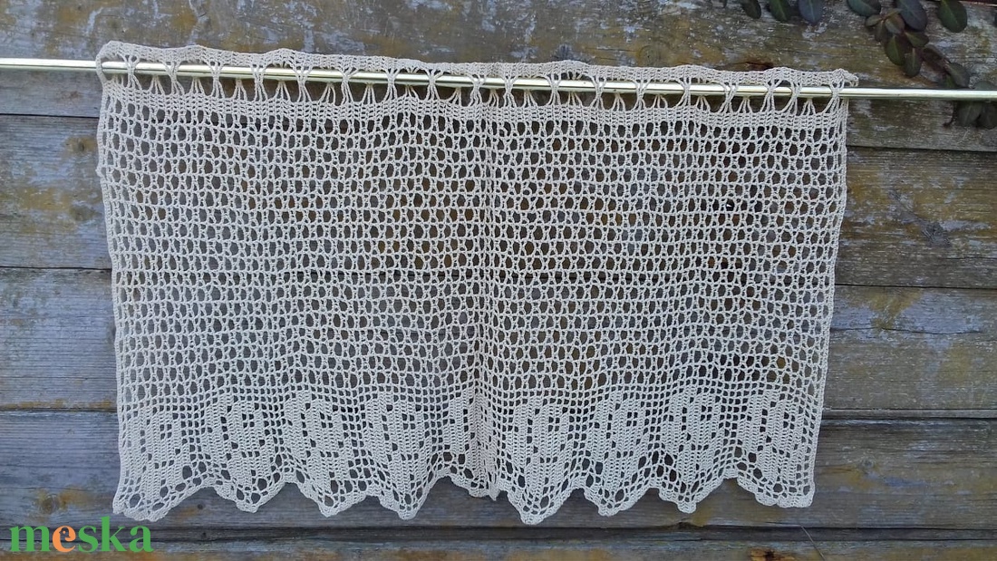 Rózsakert-Világos barna,vintage hatású,csipkés horgolt vitrázs függöny - otthon & életmód - lakástextil - függöny és kiegészítő - vitrázs függöny - Meska.hu