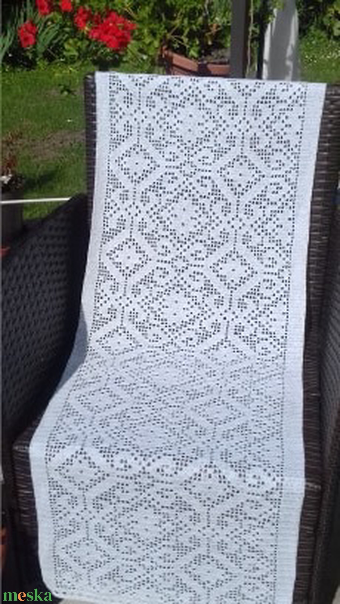 Rusztikus vonzalom duplán-Horgolt fehér régi magyar mintával készült függöny - otthon & életmód - lakástextil - függöny és kiegészítő - függöny - Meska.hu