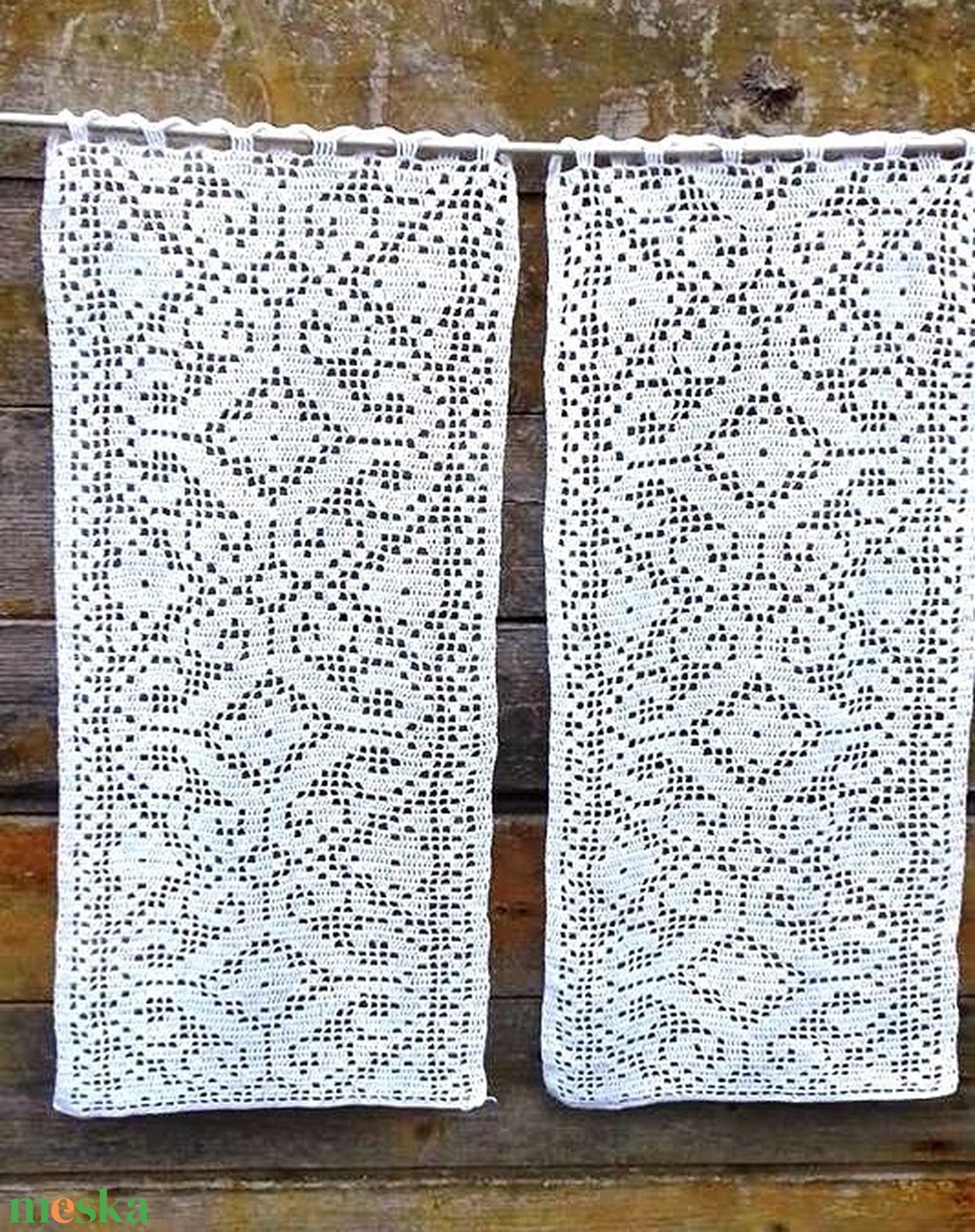 Rusztikus vonzalom- Fehér,rusztikus mintás,horgolt csipke függöny - otthon & életmód - lakástextil - függöny és kiegészítő - függöny - Meska.hu