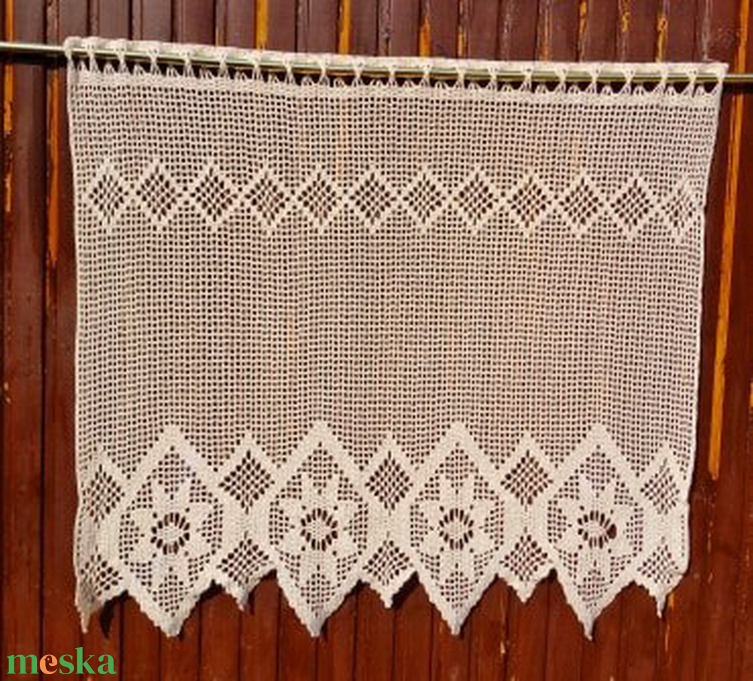 Pókhálós őszi virágok-Antik hatású,len horgolt virágos-absztrak mintás függöny - otthon & életmód - lakástextil - függöny és kiegészítő - Meska.hu