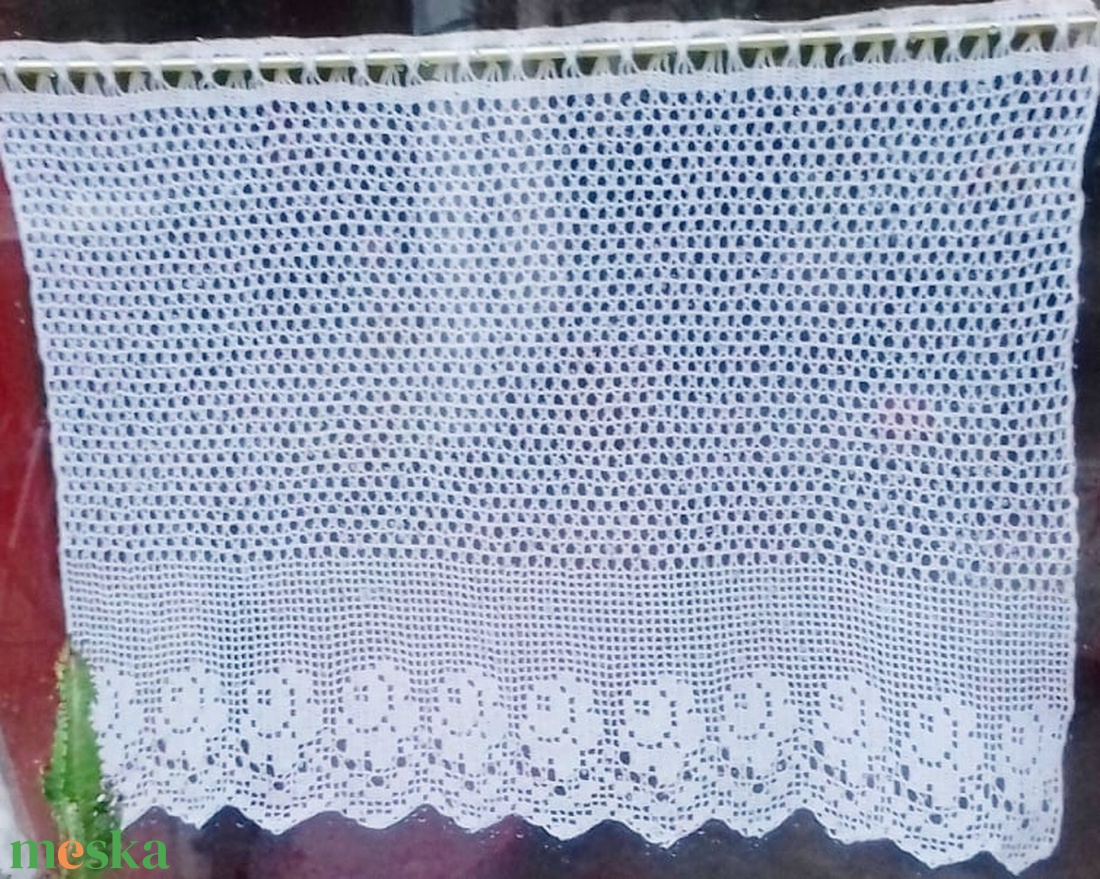 Rózsakert-Világos barna,vintage hatású,csipkés horgolt vitrázs függöny - otthon & életmód - lakástextil - függöny és kiegészítő - vitrázs függöny - Meska.hu