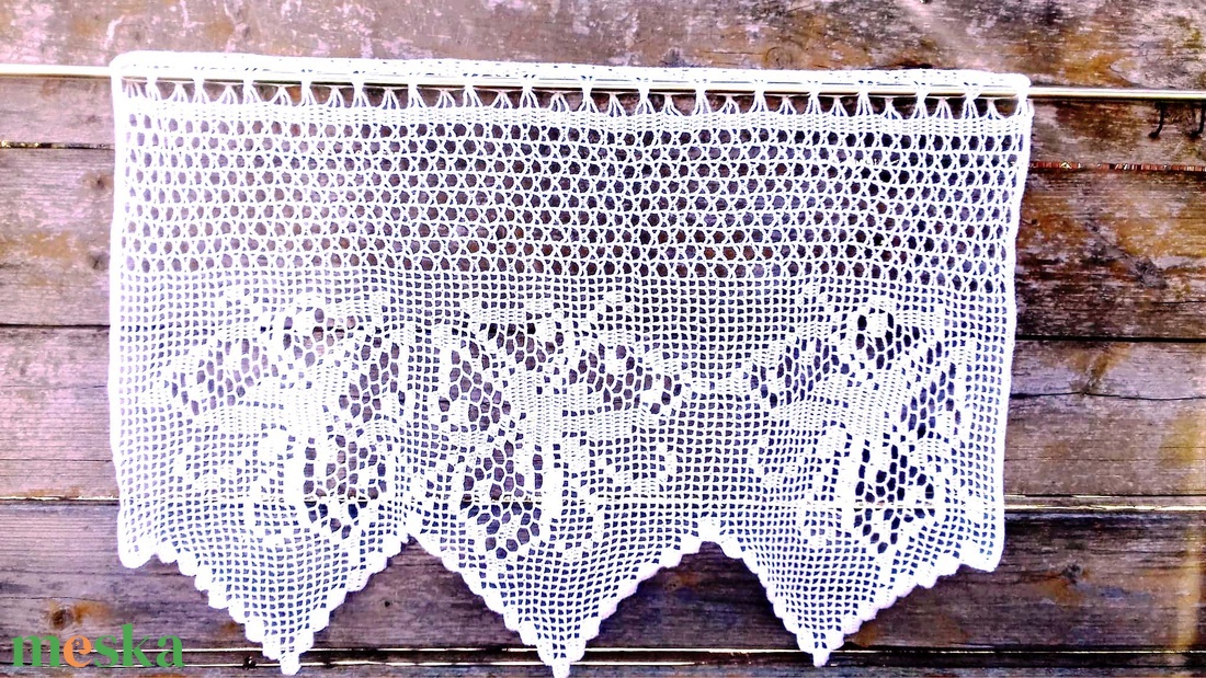 Pillangók tánca-Horgolt,világos ecrü vitrázs csipke függöny - otthon & életmód - lakástextil - függöny és kiegészítő - vitrázs függöny - Meska.hu