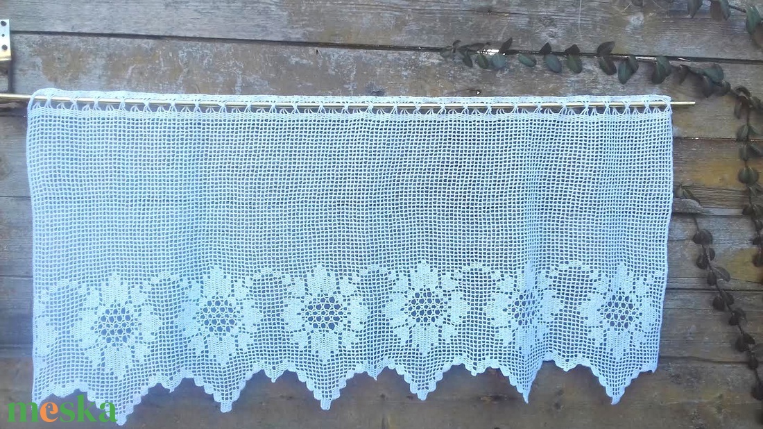 Fehér napraforgók.- vitrázs horgolt csipke függöny. - otthon & életmód - lakástextil - függöny és kiegészítő - vitrázs függöny - Meska.hu