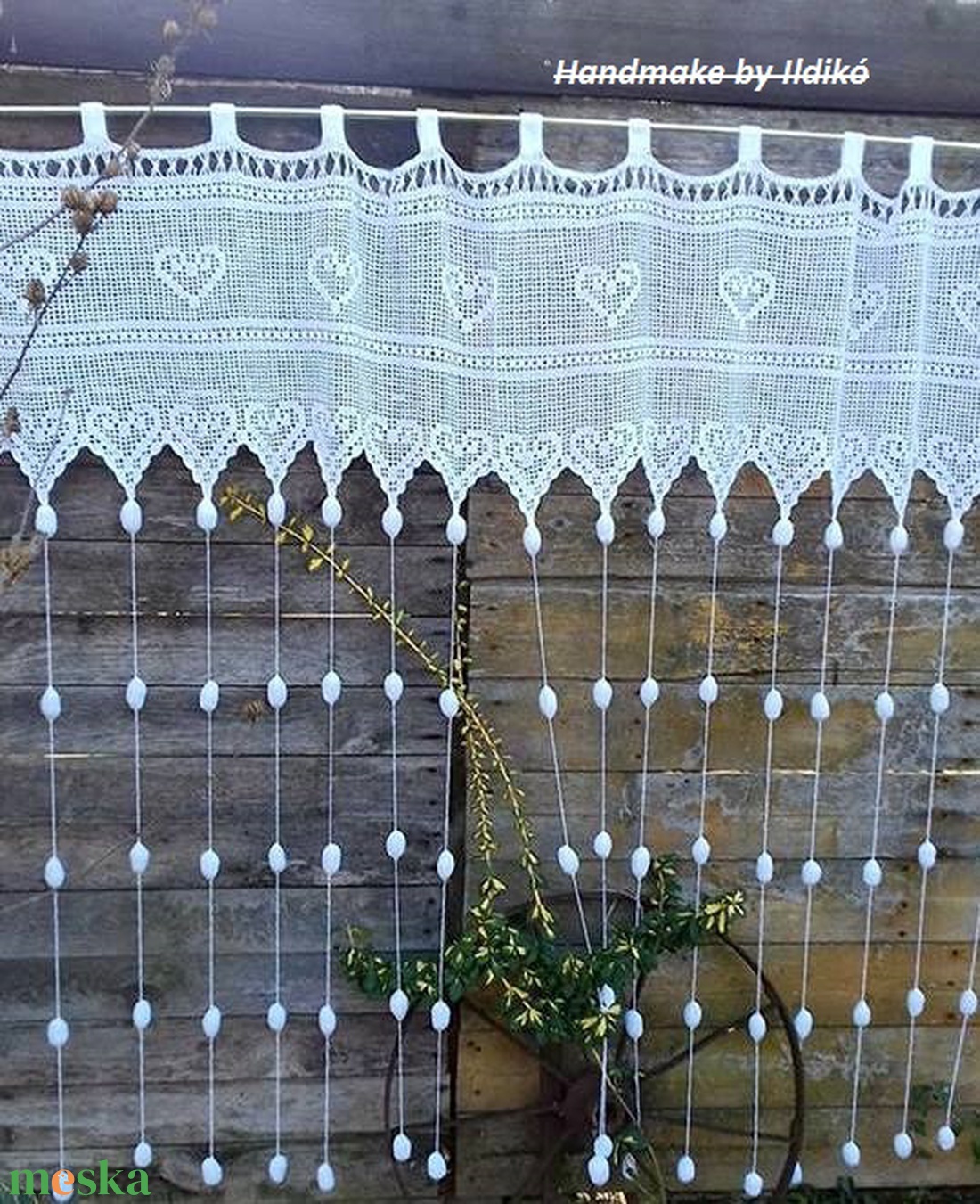 Dupla szivecskékkel.olvaszd a hógólyókat!-Csipkés,horgolt,fehér csipke függöny - otthon & életmód - lakástextil - függöny és kiegészítő - függöny - Meska.hu