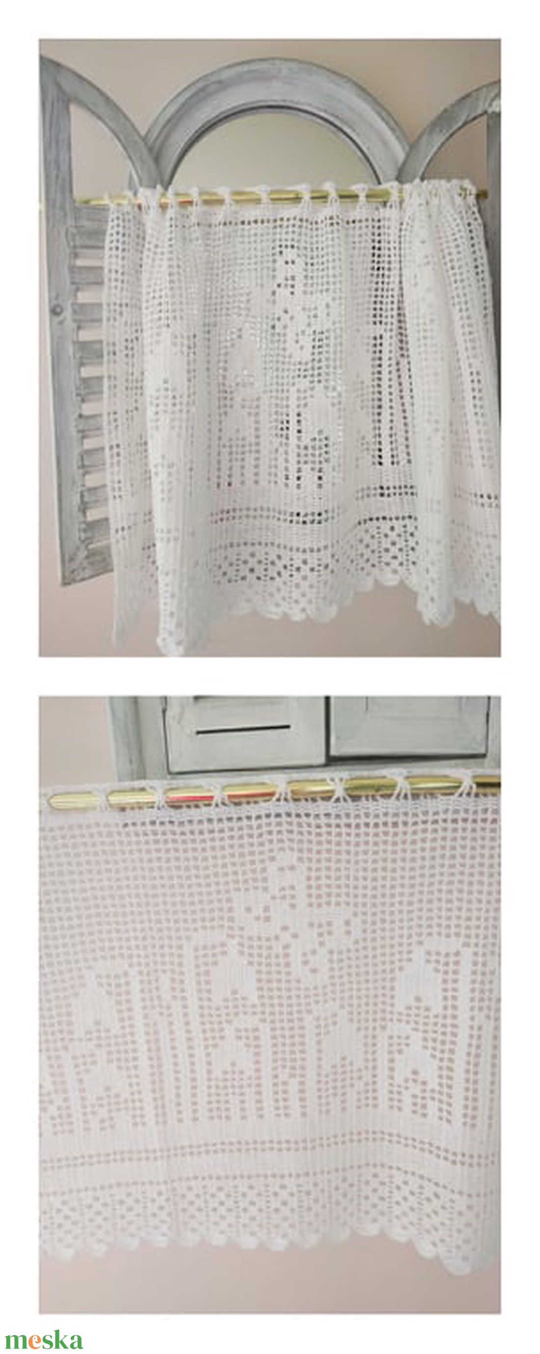 Tavaszi hóvirágzás pillangókkal-Fehér,horgolt csipkés vitrázs függöny - otthon & életmód - lakástextil - függöny és kiegészítő - vitrázs függöny - Meska.hu