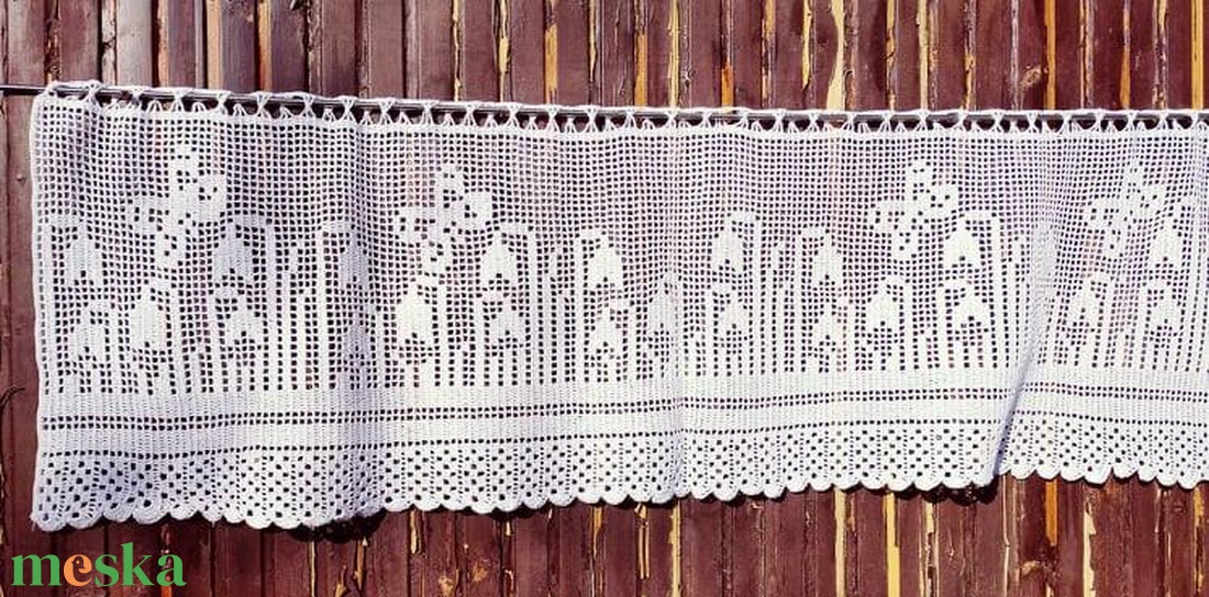 Tavaszi hóvirágzás pillangókkal-Fehér,horgolt csipkés vitrázs függöny - otthon & életmód - lakástextil - függöny és kiegészítő - vitrázs függöny - Meska.hu