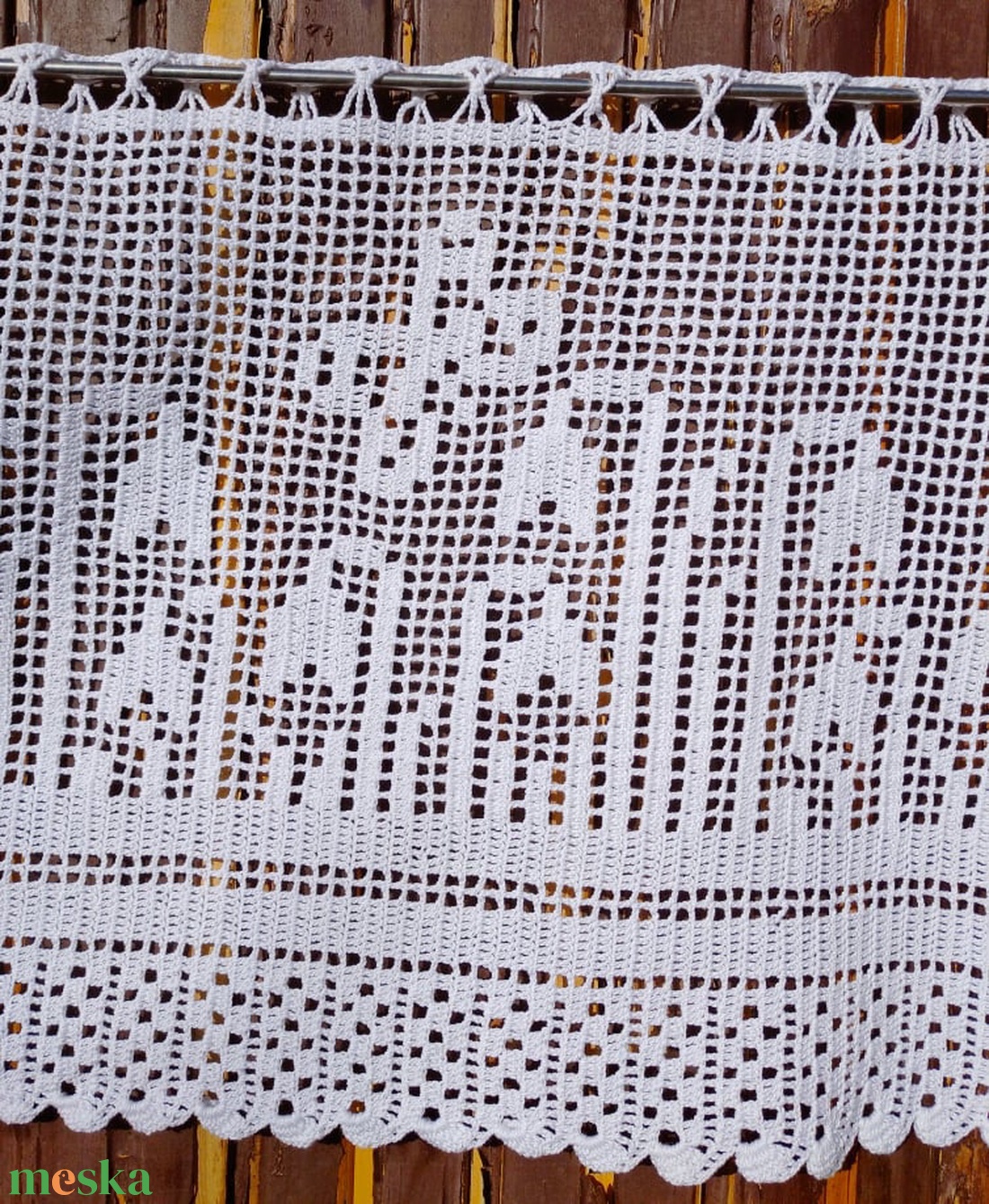 Tavaszi hóvirágzás pillangókkal-Fehér,horgolt csipkés vitrázs függöny - otthon & életmód - lakástextil - függöny és kiegészítő - vitrázs függöny - Meska.hu