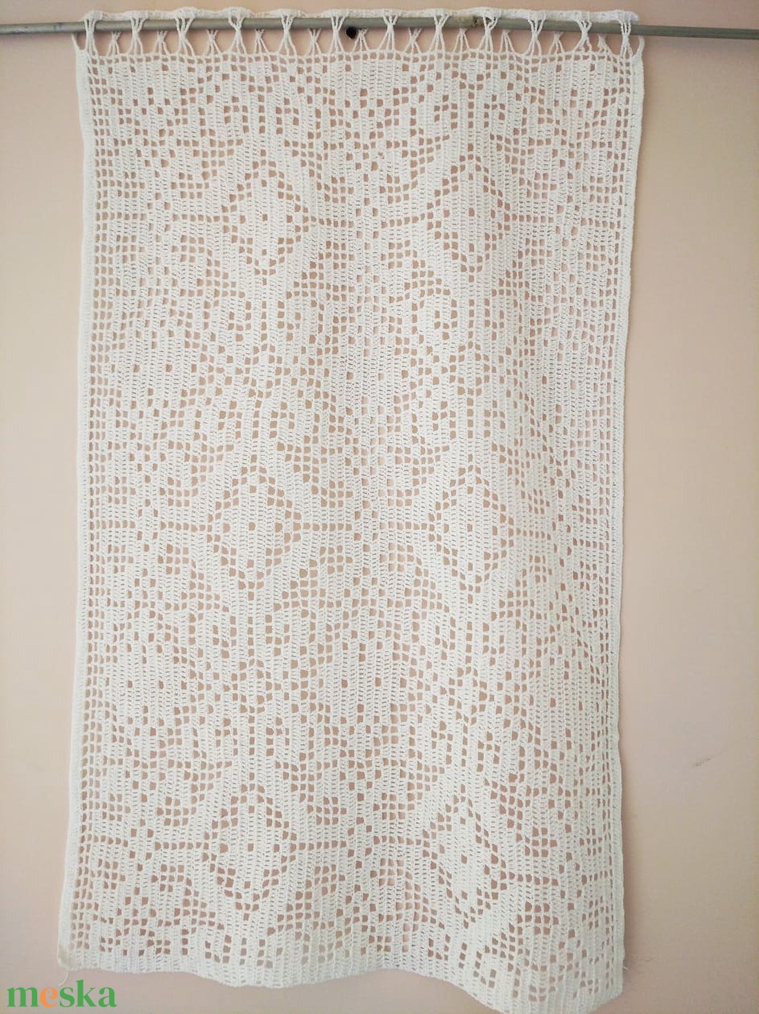 Rusztikus vonzalom duplán-Horgolt fehér régi magyar mintával készült függöny - otthon & életmód - lakástextil - függöny és kiegészítő - függöny - Meska.hu