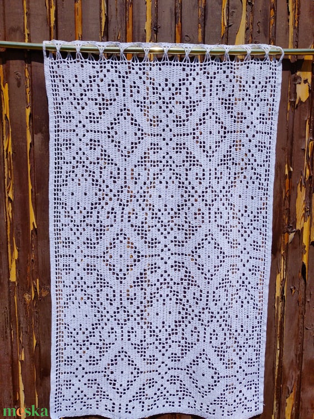 Rusztikus vonzalom duplán-Horgolt fehér régi magyar mintával készült függöny - otthon & életmód - lakástextil - függöny és kiegészítő - függöny - Meska.hu