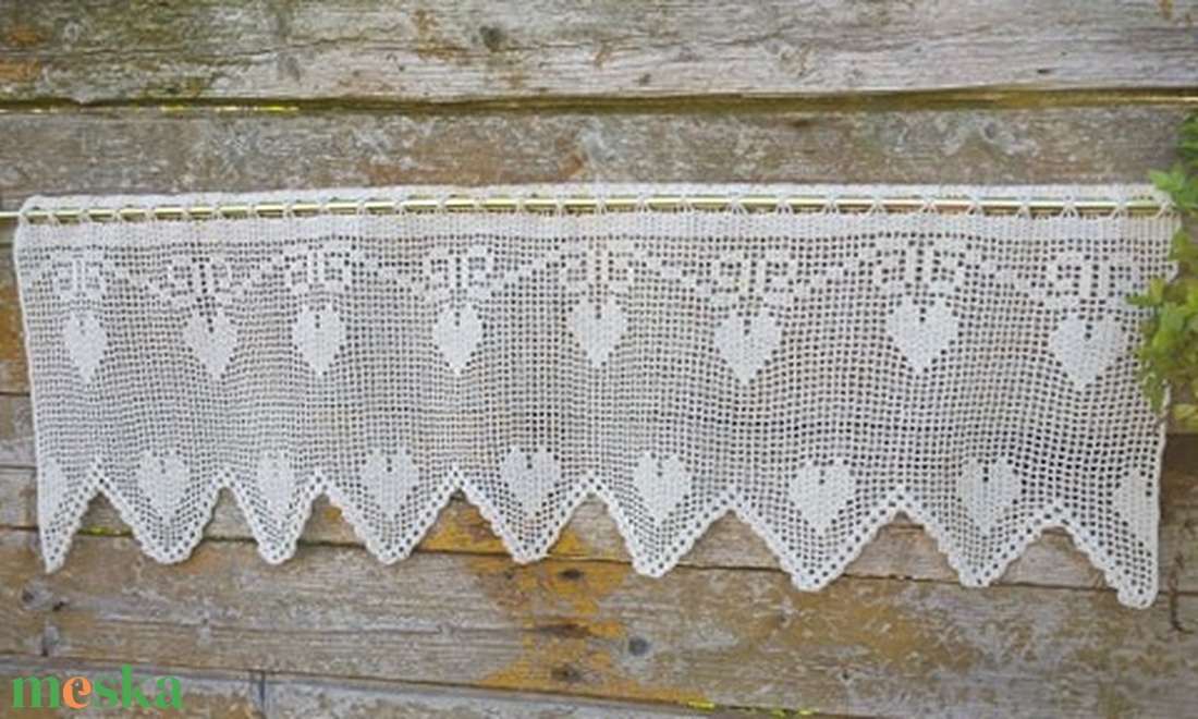 Szívek vonzásában-Horgolt vitrázs függöny - otthon & életmód - lakástextil - függöny és kiegészítő - vitrázs függöny - Meska.hu