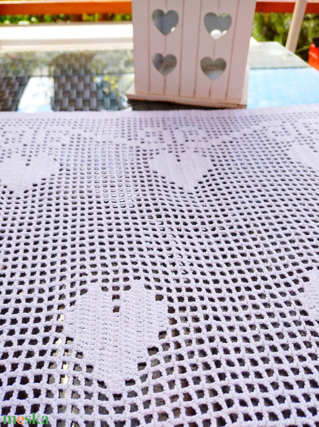 Szívek vonzásában-Horgolt vitrázs függöny - otthon & életmód - lakástextil - függöny és kiegészítő - vitrázs függöny - Meska.hu