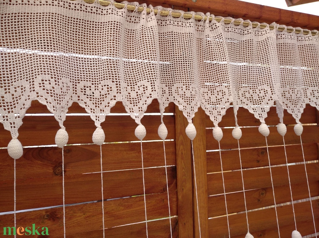 Bohém szívek vonzásában-Horgolt fehér,egyedi bojtos függöny. - otthon & életmód - lakástextil - függöny és kiegészítő - függöny - Meska.hu