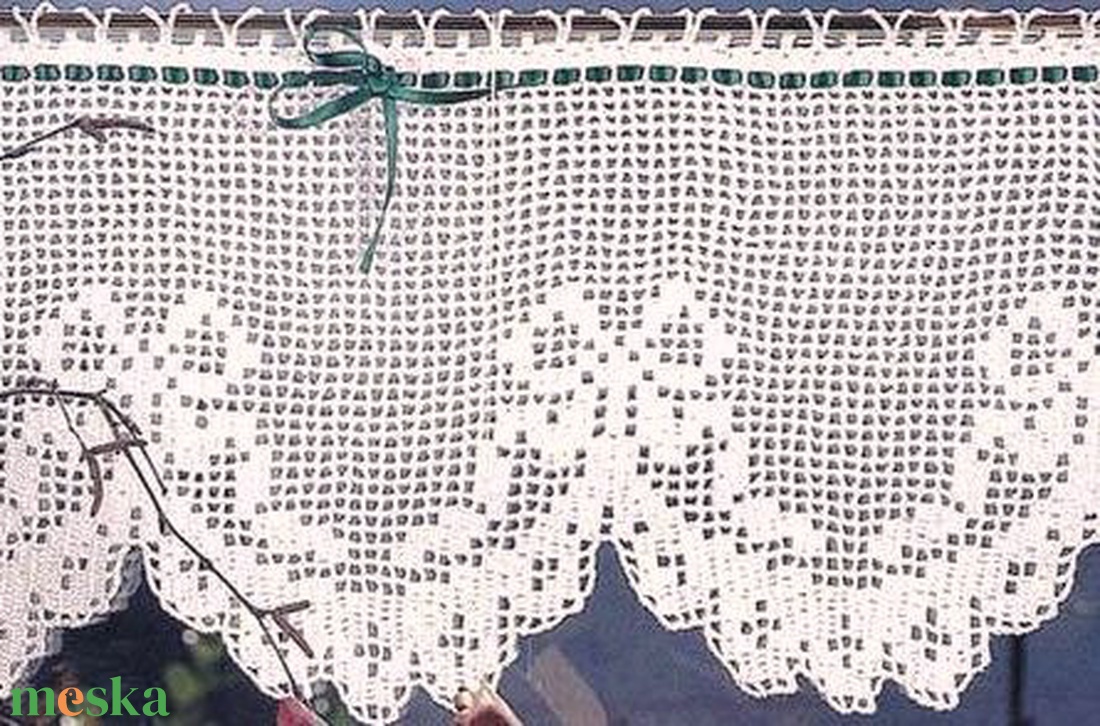 Masnik tánca-Fehér horgolt vitrázs csipke függöny - otthon & életmód - lakástextil - függöny és kiegészítő - vitrázs függöny - Meska.hu