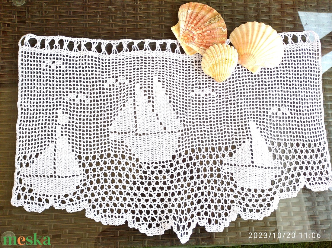 Vitorlázó nyár-Horgolt csipkés vitrázs fehér függöny  - otthon & életmód - lakástextil - függöny és kiegészítő - függöny - Meska.hu