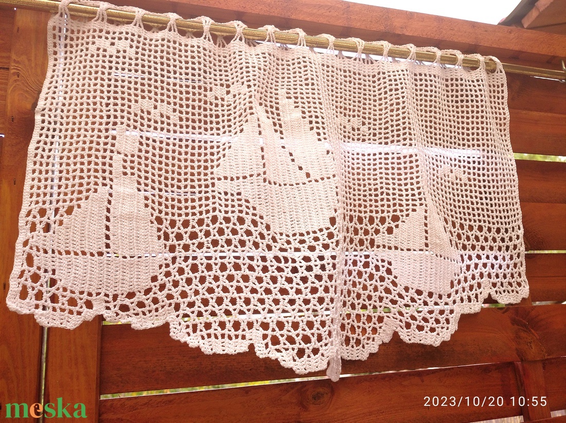 Vitorlázó nyár-Horgolt csipkés vitrázs fehér függöny  - otthon & életmód - lakástextil - függöny és kiegészítő - függöny - Meska.hu