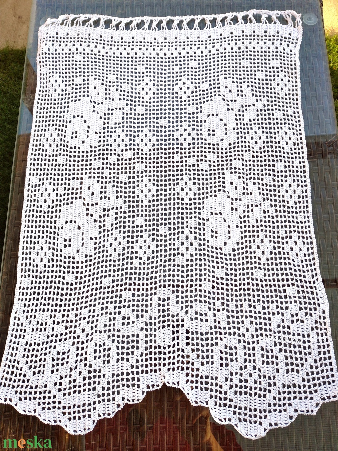 Múltidéző -Horgolt csipke vitrázs függöny  - otthon & életmód - dekoráció - ajtó- és ablak dekoráció - ablakdísz - Meska.hu