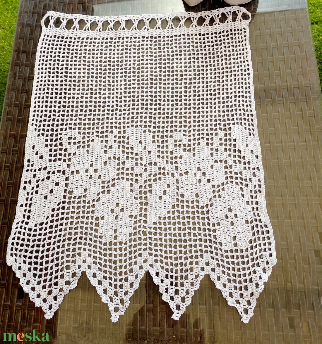 Futó virágok-Horgolt fehér vitrázs csipke függöny  - otthon & életmód - dekoráció - ajtó- és ablak dekoráció - ablakdísz - Meska.hu