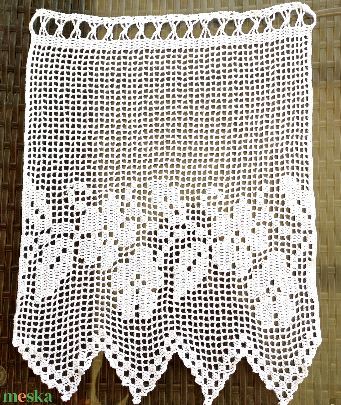 Futó virágok-Horgolt fehér vitrázs csipke függöny  - otthon & életmód - dekoráció - ajtó- és ablak dekoráció - ablakdísz - Meska.hu