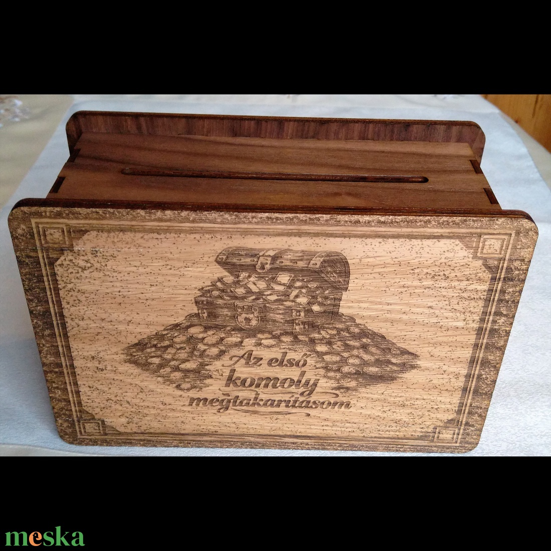 Dekoratív fa persely - otthon & életmód - dekoráció - asztal és polc dekoráció - persely - Meska.hu