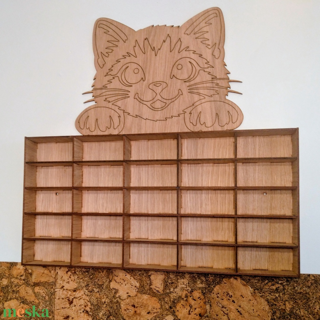 Cicás fali polc gyerekszobába � festhető fa tároló állatmintával - otthon & életmód - bútor - polc - Meska.hu