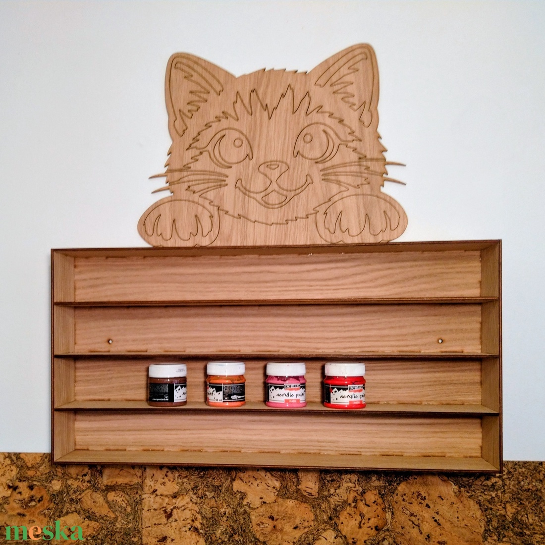 Cicás fali polc gyerekszobába � festhető fa tároló állatmintával - otthon & életmód - bútor - polc - Meska.hu