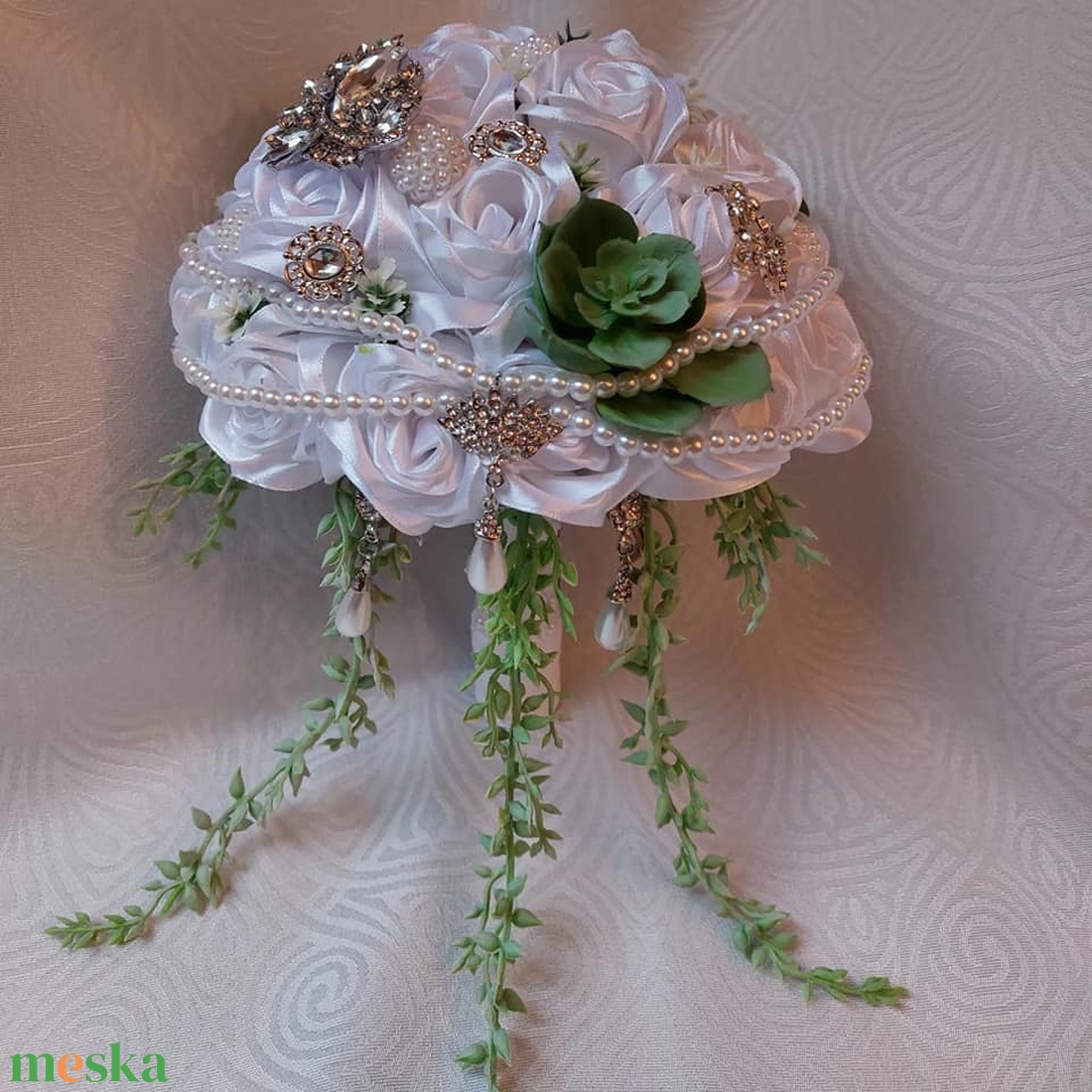 Klasszikus fehér menyasszonyi csokor - esküvő - menyasszonyi- és dobócsokor - Meska.hu