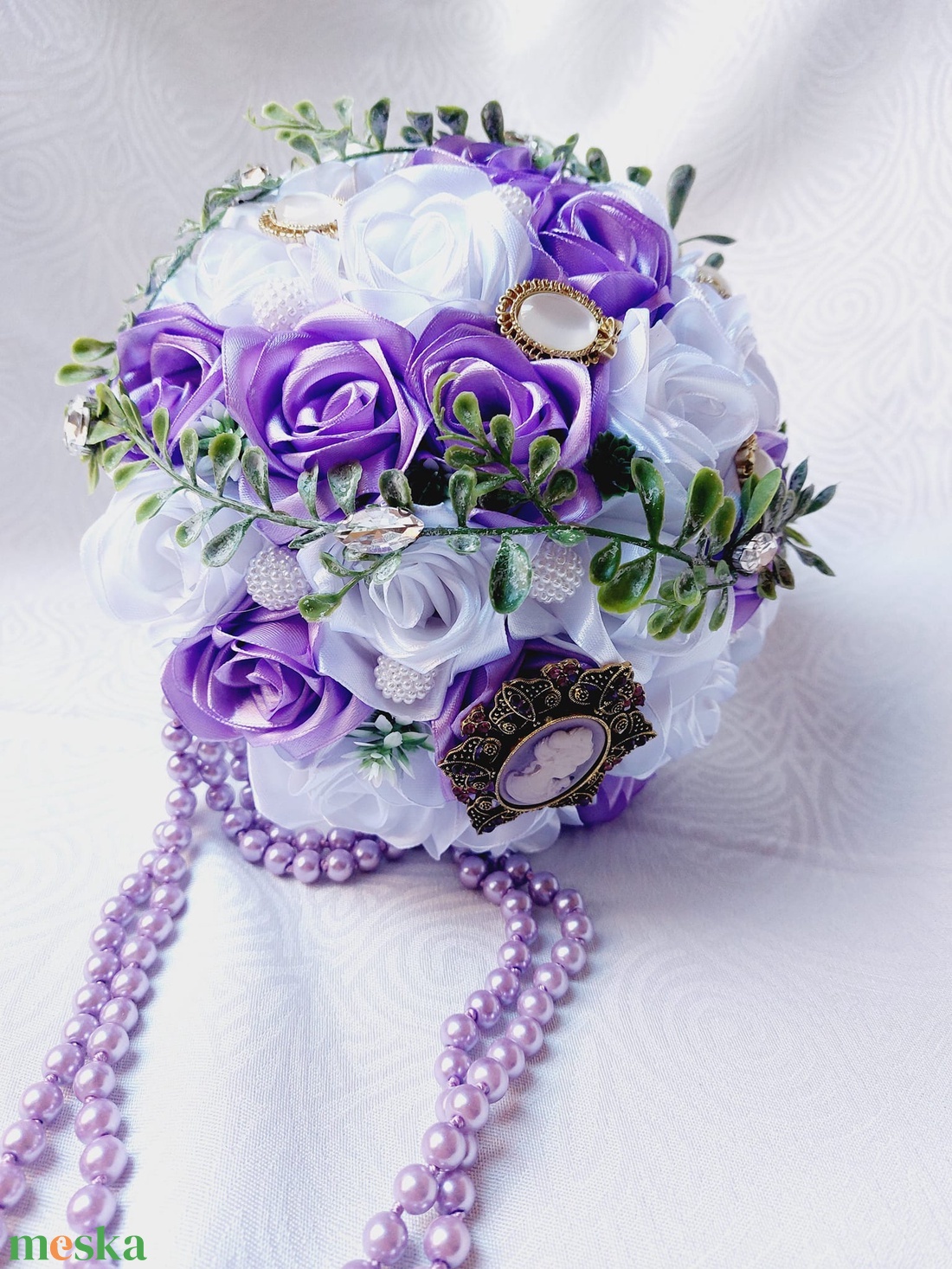 Fehér-Levendula menysszonyi csokor - esküvő - menyasszonyi- és dobócsokor - Meska.hu