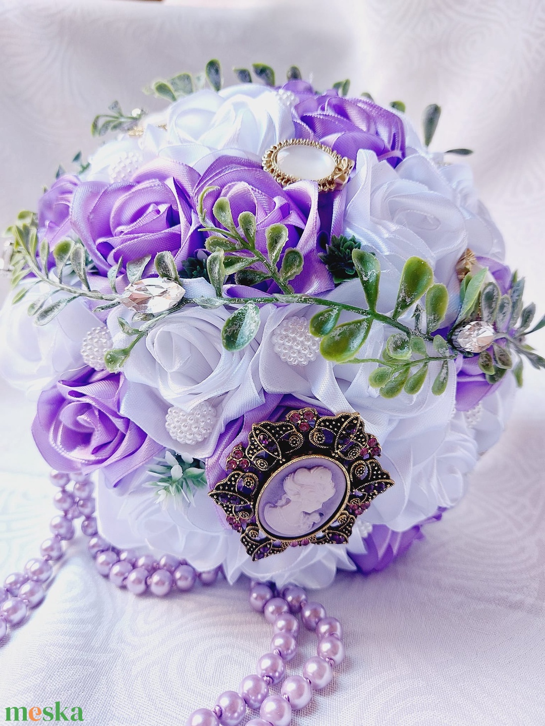 Fehér-Levendula menysszonyi csokor - esküvő - menyasszonyi- és dobócsokor - Meska.hu