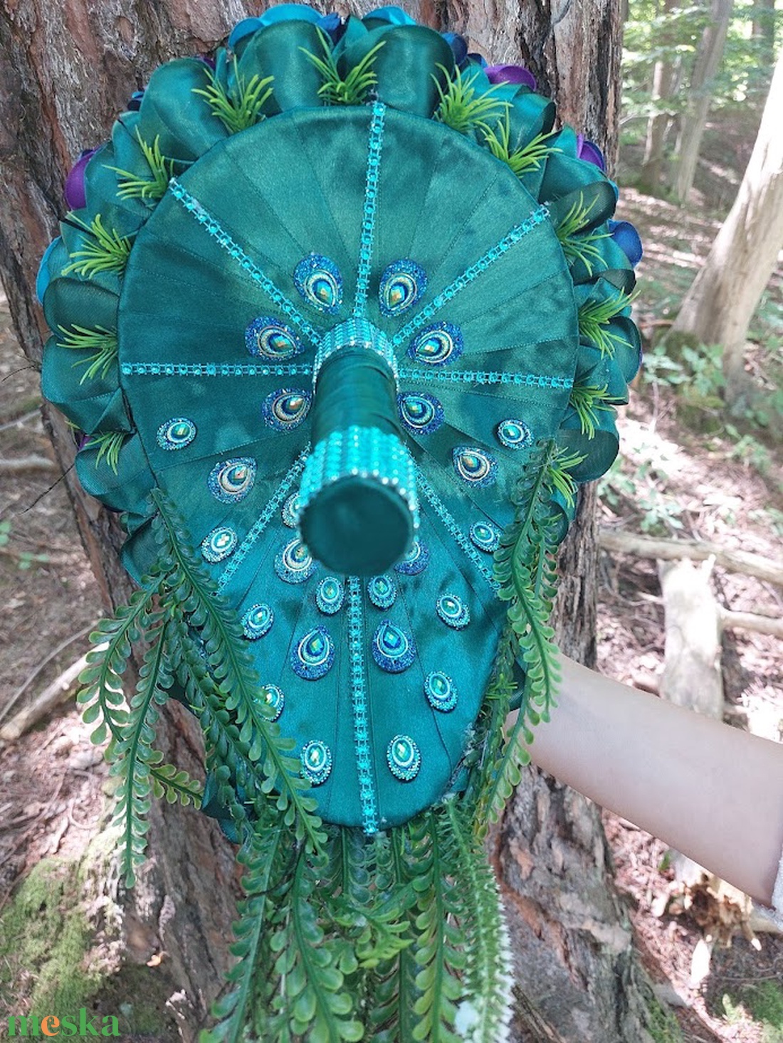 Páva nász csepp menyasszonyi csokor - esküvő - menyasszonyi- és dobócsokor - Meska.hu