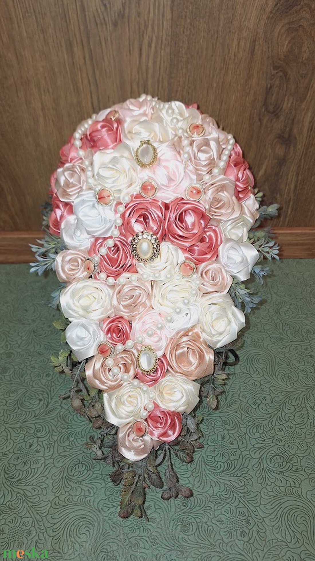 Rózsaszín Elegancia - esküvő - menyasszonyi- és dobócsokor - Meska.hu