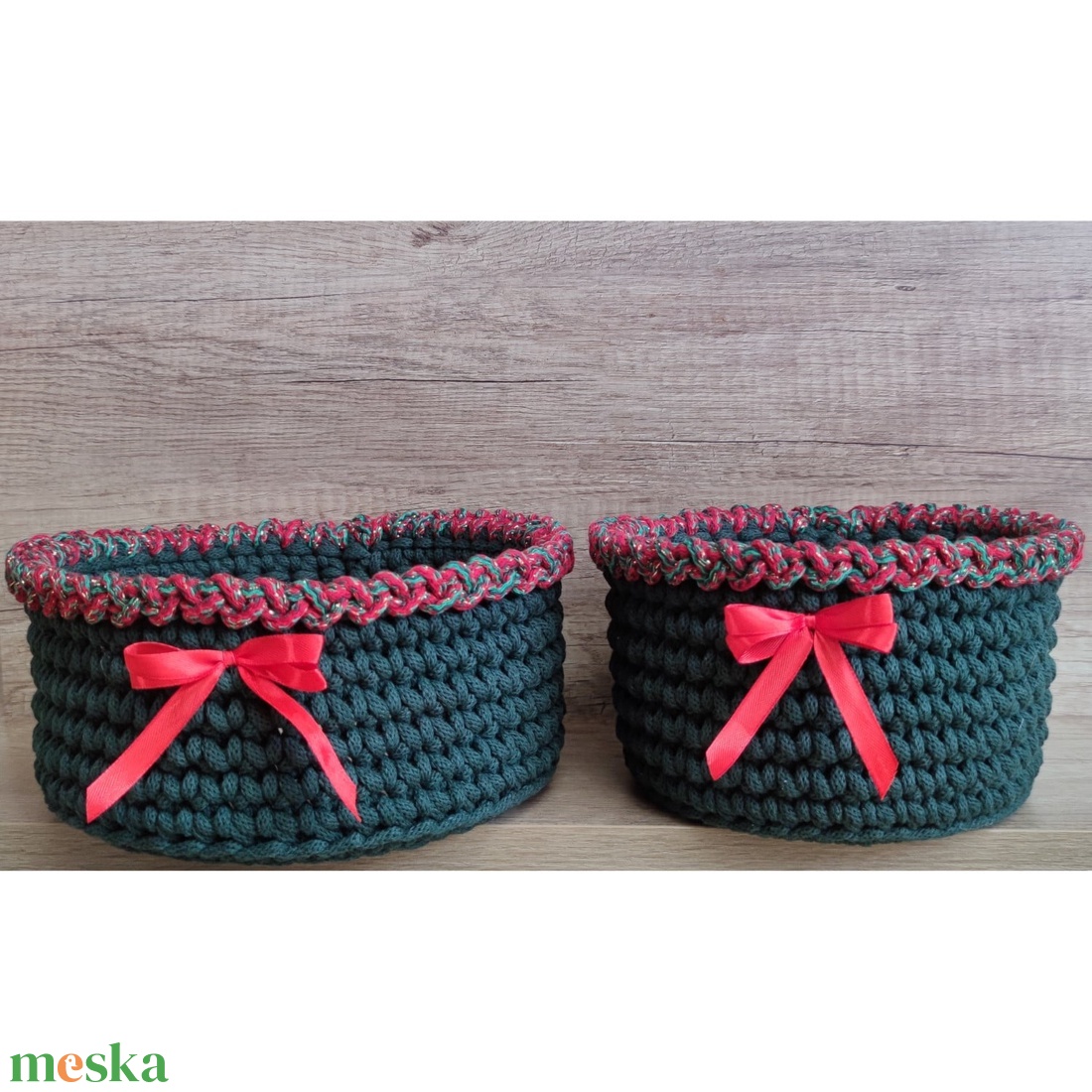 Karácsonyi horgolt kosarak - karácsony - karácsonyi lakásdekoráció - ünnepi asztaldekoráció - Meska.hu